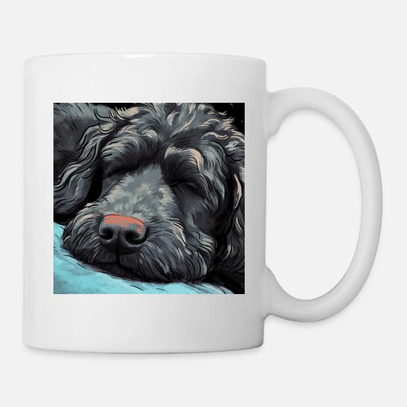 Schlafender schwarzer Golden Doodle - Tasse - Weiß