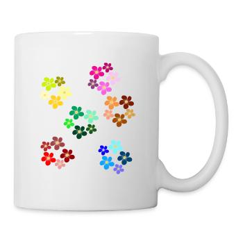 Blumenmuster blühende Blume floral Blumenranke - Tasse - Weiß - Rechts