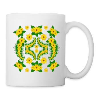 Sunflower blossom blooming sunflowers floral - Mug - white - Right