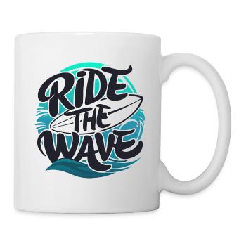 Ride the wave Surfen Surfbrett Sommer Urlaub - Tasse - Weiß - Rechts