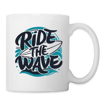 Ride the wave Surfen Surfbrett Sommer Urlaub - Tasse - Weiß - Rechts