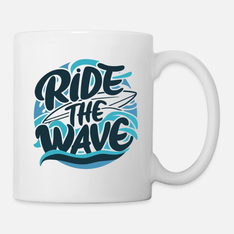 Ride the wave Surfen Surfbrett Sommer Urlaub - Tasse - Weiß