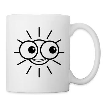 Sun with big eyes makes a smile - Mug - white - Right