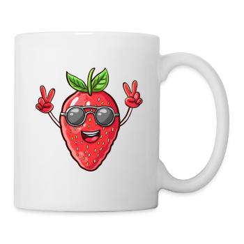 Strawberry, Sunglasses, Summer, Fruit Peace - Mug - white - Right