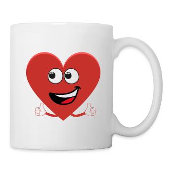 Red heart that raises its thumbs - Mug - white - Right