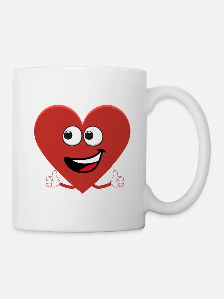 Red heart that raises its thumbs - Mug - white