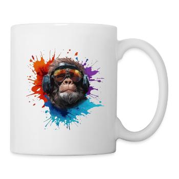 DJ Monkey Affen mit Sonnenbrille Safari - Tasse - Weiß - Rechts