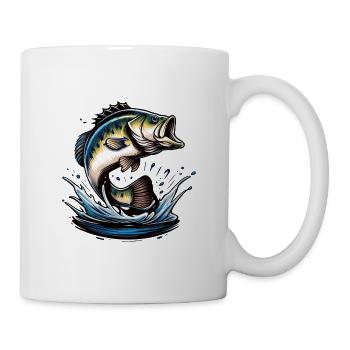 Springender Bass Fisch - Tasse - Weiß - Rechts