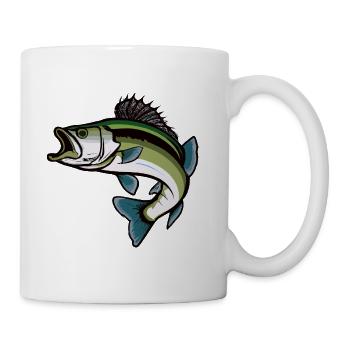 Springender Bass Fisch - Tasse - Weiß - Rechts