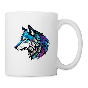 Le beau profil d'un loup - Mug blanc - blanc - Droite