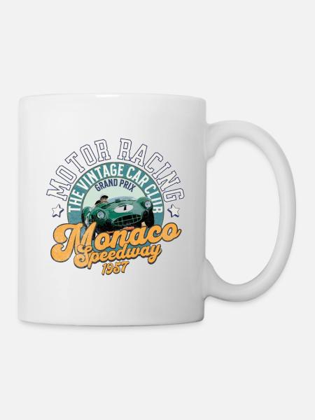 Monaco speedway vintage car club - Mug blanc - blanc
