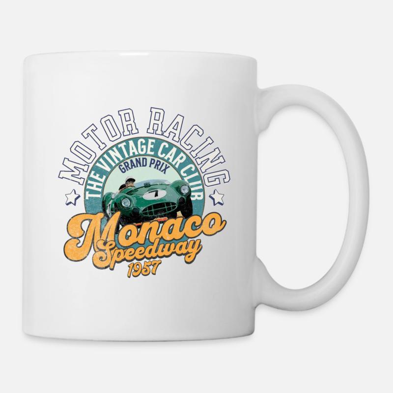 Monaco speedway vintage car club - Mug blanc - blanc