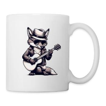 Guitare Fox de dessin animé personnalisée TShirt - Mug blanc - blanc - Droite