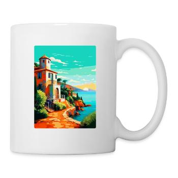 Costa Brava Spanien Vintage Reiseplakat Souvenir - Tasse - Weiß - Rechts