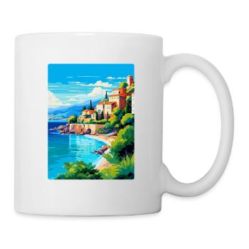 Côte d Azur Frankreich Vintage Reiseplakat Souvenir - Tasse - Weiß - Rechts