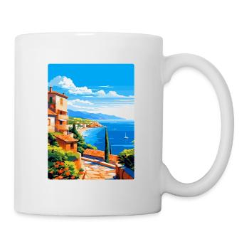 Côte d Azur Frankreich Vintage Reiseplakat Souvenir - Tasse - Weiß - Rechts