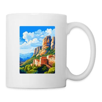 Montserrat Spanien Vintage Reiseplakat Souvenir - Tasse - Weiß - Rechts