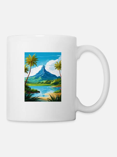 Bora Französisch-Polynesien Vintage Reiseposter - Tasse - Weiß