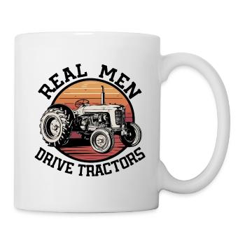 De vrais hommes conduisant des tracteurs - Mug blanc - blanc - Droite