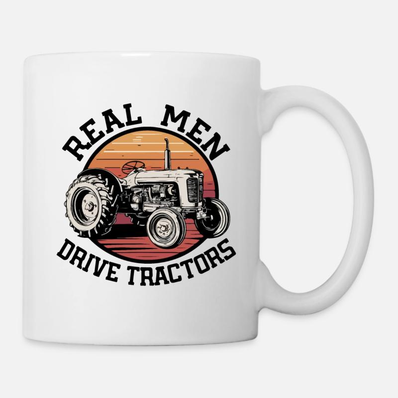 Real men drive tractors - Mug - white