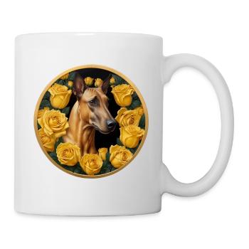 Mastiff French mastiff among yellow roses - Mug - white - Right
