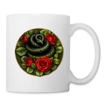 Schlange und rote Rosen - Tasse - Weiß - Rechts
