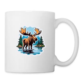 Moose in the Lake Comic Stickers Scandinavia Antlers - Mug - white - Right