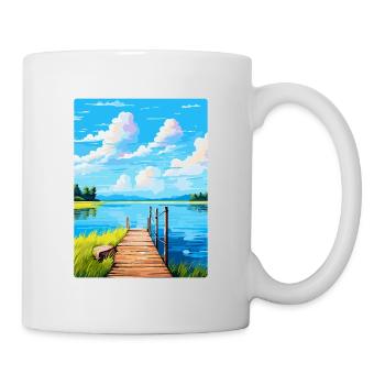 Lac de Lacanau France Poster de voyage vintage souvenir - Mug blanc - blanc - Droite