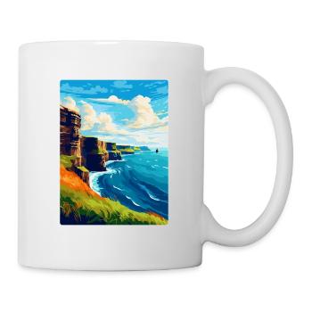 Cliffs of Moher Irland UK Vintage Reiseplakat - Tasse - Weiß - Rechts