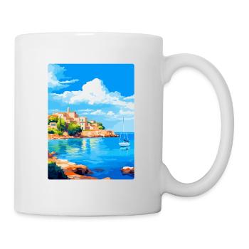 Balearen Spanien Vintage Reiseplakat WPA - Tasse - Weiß - Rechts