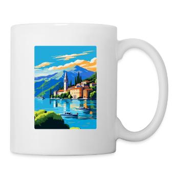 Comer See Italien Vintage Reiseplakat Souvenir WPA - Tasse - Weiß - Rechts