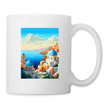 Santorin Grèce Affiche de voyage vintage souvenir - Mug blanc - blanc - Droite
