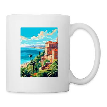 Côte d azur Frankreich Vintage Reiseplakat Souvenir - Tasse - Weiß - Rechts