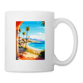 Costa Del Sol Spanien Vintage Reiseplakat Souvenir - Tasse - Weiß - Rechts