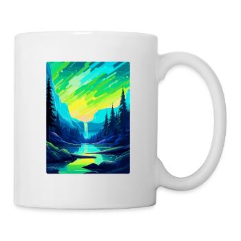 Aurora Borealis Island Vintage Reiseplakat WPA - Tasse - Weiß - Rechts
