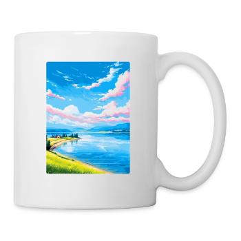 Lake Neuchatel Switzerland Vintage Travel Poster - Mug - white - Right
