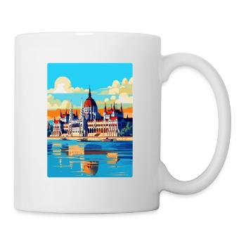 Budapest Ungarn Vintage Reiseplakat Souvenir - Tasse - Weiß - Rechts