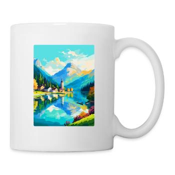 Wolfgangsee Österreich Vintage Reiseplakat Souvenir - Tasse - Weiß - Rechts