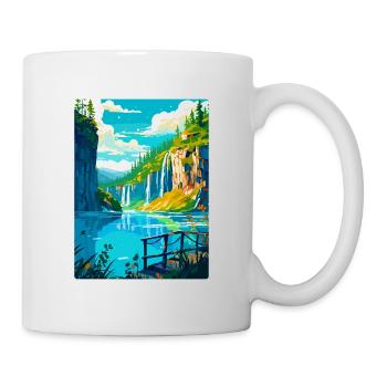 Plitvice Kroatien Vintage Reiseplakat Souvenir - Tasse - Weiß - Rechts