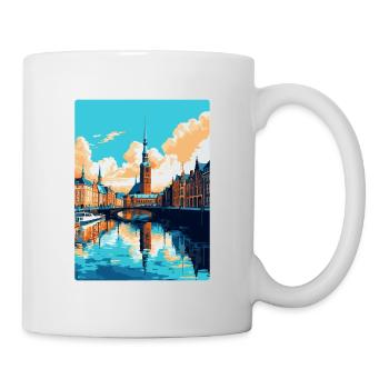 Hamburg Deutschland Vintage Reiseplakat Souvenir WPA - Tasse - Weiß - Rechts