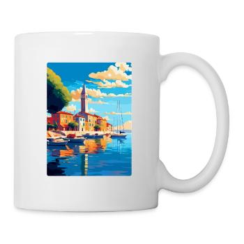 Umag Kroatien Vintage Reiseplakat WPA Souvenir - Tasse - Weiß - Rechts