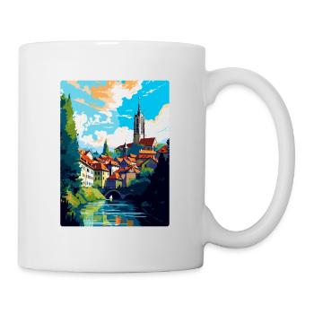 Fribourg Schweiz Vintage Reiseposter WPA Art - Tasse - Weiß - Rechts