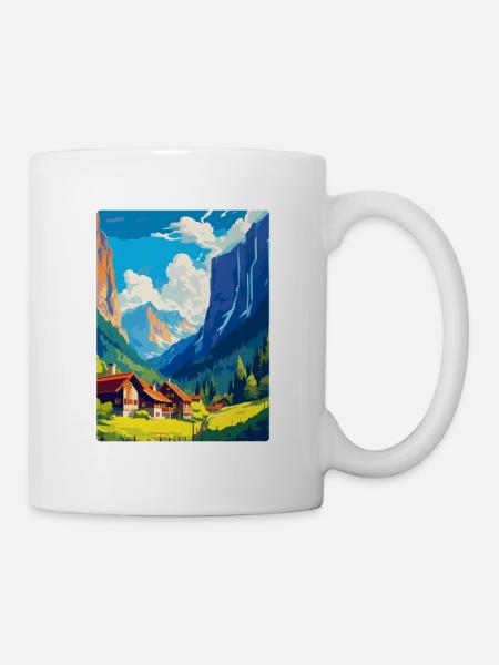 Lauterbrunnen Schweiz Vintage Reiseplakat - Tasse - Weiß