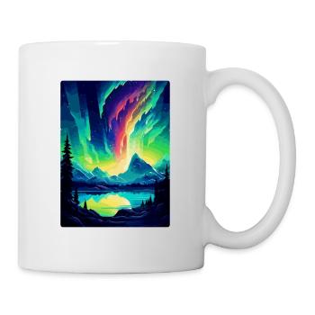 Nordlichter Island Vintage Reise Poster Wand - Tasse - Weiß - Rechts