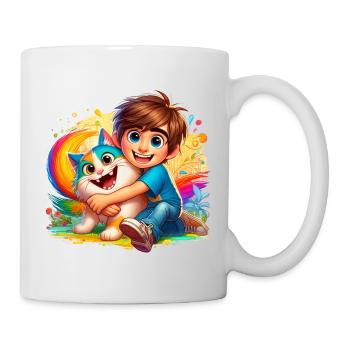 Boy with cute cat - Mug - white - Right