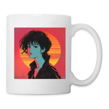 80er Jahre Anime Mädchen beruhigender hochwertiger Modedruck - Tasse - Weiß - Rechts