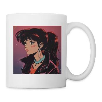 80er Jahre Anime Mädchen beruhigender hochwertiger Modedruck - Tasse - Weiß - Rechts