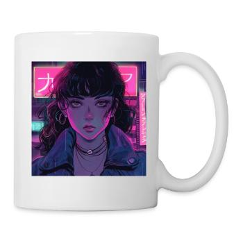 80er Jahre Anime Mädchen beruhigender hochwertiger Modedruck - Tasse - Weiß - Rechts