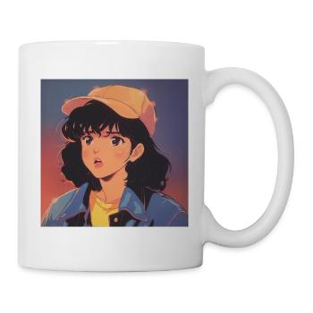 80er Jahre Anime Mädchen beruhigender hochwertiger Modedruck - Tasse - Weiß - Rechts