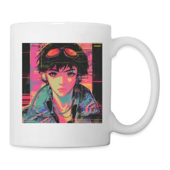 80er Jahre Anime Teen Beruhigender Hochwertiger Modedruck - Tasse - Weiß - Rechts